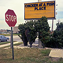 Changing Chicago Project: Roll 09 Neg 08 Chicken at a Fish Place, Park Forest IL 09.23.87 - Photograph by Jay Boersma