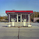 Changing Chicago Project: Roll 37 Neg 04 Closed Gas Station, Homewood IL 11.10.87 - Photograph by Jay Boersma