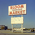 Changing Chicago Project: Roll 38 Neg 18 Bloom Township Market Sign, Chicago Heights IL 10.23.87 - Photograph by Jay Boersma
