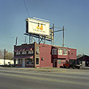 Changing Chicago Project: Roll 48 Neg 07 Building with Billboard, Blue Island IL 10.23.87 - Photograph by Jay Boersma